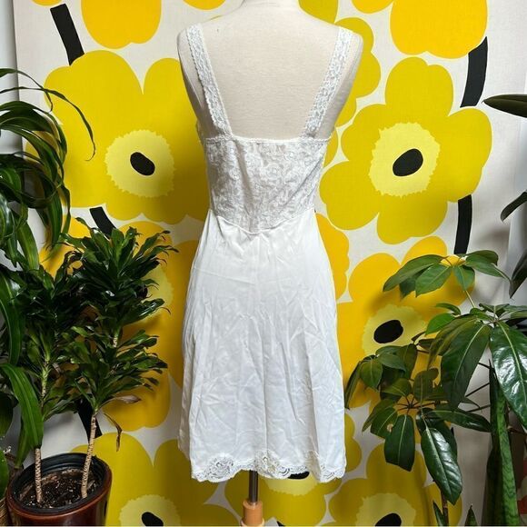 Vintage 1970s Sexy Sheer Lace Panel Liquid Satin Slip Dress Nightgown Lingerie - Picture 7 of 9